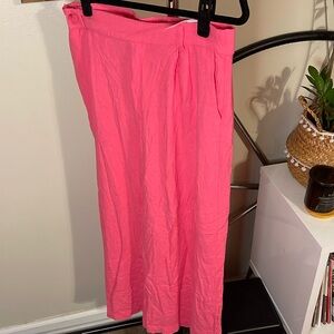 Hot pink wide leg trouser pant, linen like material, 10